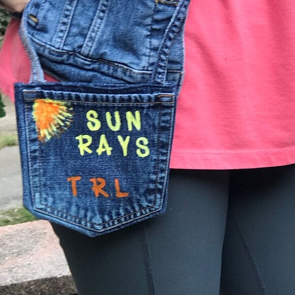 Handmade Crossbody Bag: Recycled Denim Table Rock Lake Theme Cell Phone Holder - Picture 11 of 12